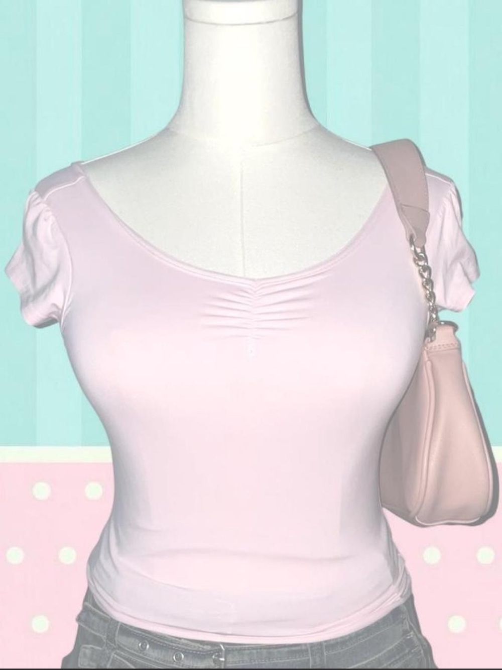 tight fitting light pink ballet top with distressed bottom